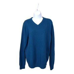Saks Fifth Avenue Black Label 100% Cashmere V-Neck Sweater Size M Teal #749